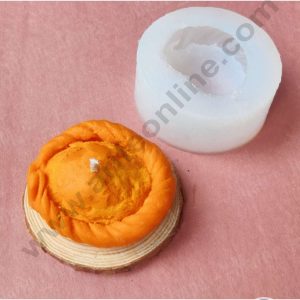 CAKE DECOR™ 3D Silicon 1 Cavity Round Gujiya Silicon Candle Mould, Silicon Soap Mould, Handmade Soap Candy Making SB-WCM225