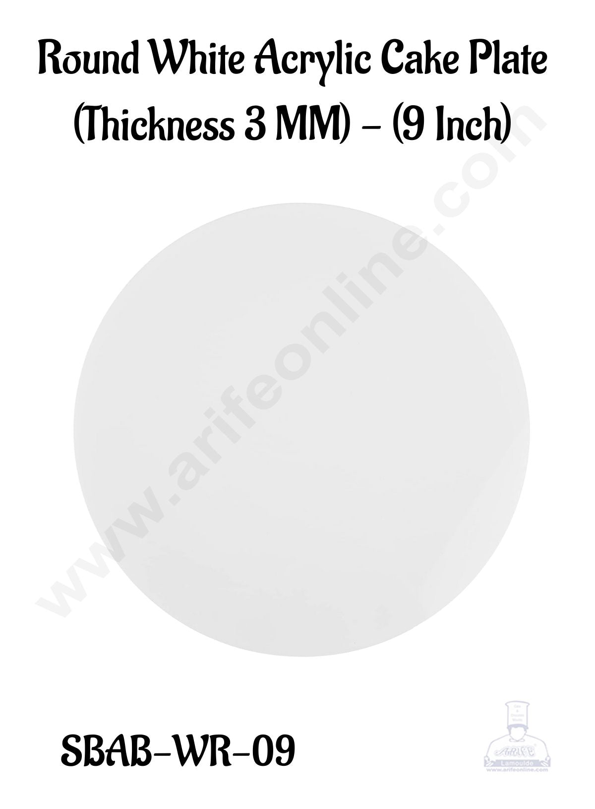 CAKE DECORβ’ Round White Acrylic Cake Plate (Thickness 3 MM) - (9 Inch) (SBAB-WR-09)
