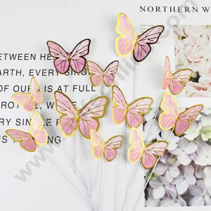 CAKE DECOR™  Imported Pink Butterfly With Stick Paper Topper for Cake & Cupcake Decoration (SBMT-PT-IMP-016)