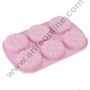 CAKE DECOR™ 6 Cavity Big Sunflower Silicon Moulds Muffin Mould