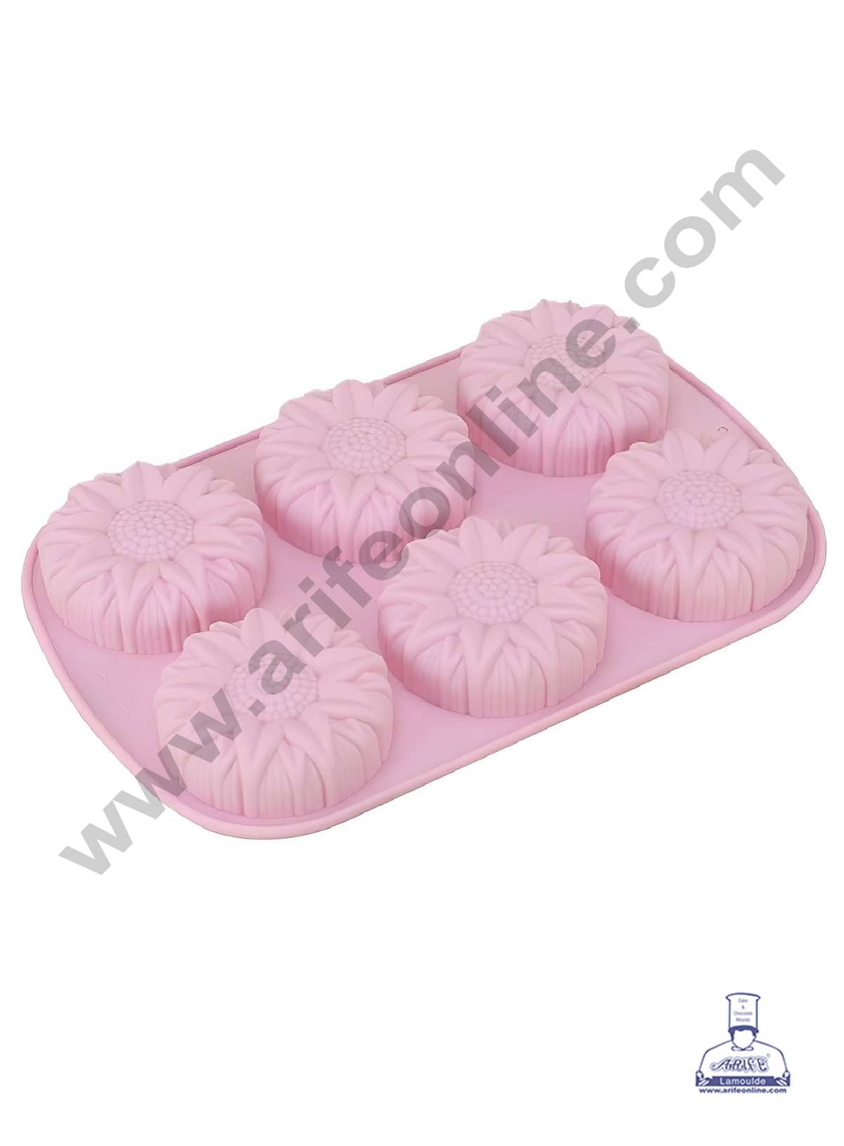 CAKE DECOR™ 6 Cavity Big Sunflower Silicon Moulds Muffin Mould
