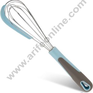 CAKE DECOR™ 12.5 inch Whisker Silicone Handle Stainless Steel Wire Whisk with in-built Silicone Scraper
