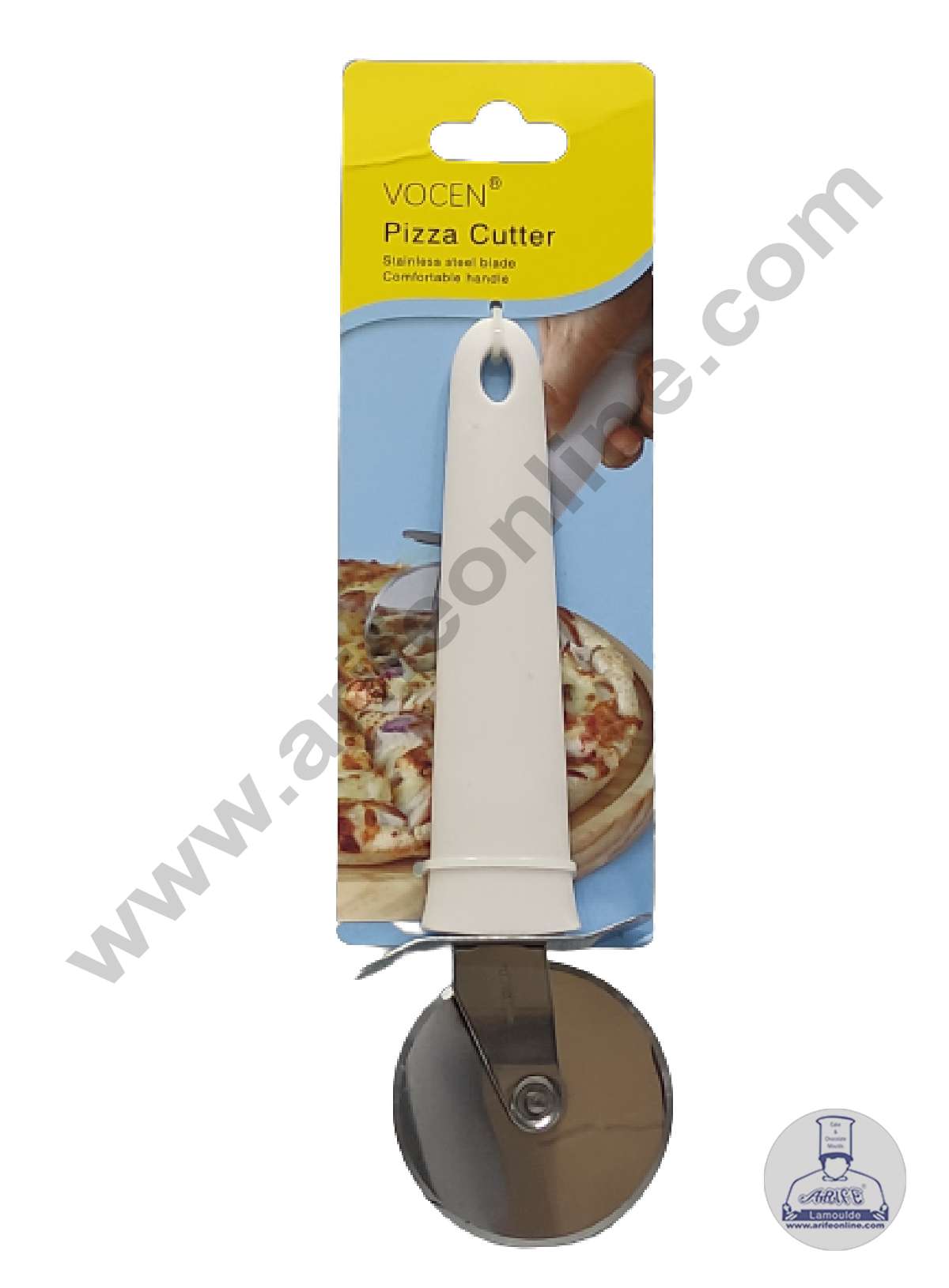 CAKE DECORβ’ 1 Pcs Stainless Steel Wheel with White Handle Pizza Cutter, Pastry Cutter, Pie Cutter Kitchen Tools ( 6 cm Wheel )