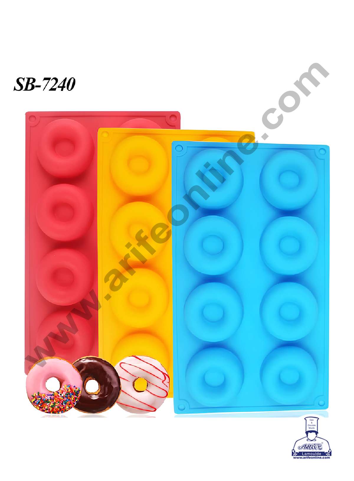 CAKE DECORβ’ 8 cavity Mini Donut Shape Silicone Mould | Muffin Mould