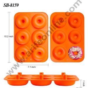 CAKE DECOR™ 6 cavity Big Donut Shape Silicone Mould 8.5 x 2.5 cm| Muffin Mould - (SB-8159)