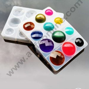 CAKE DECOR™ 12 Cavity Mix Round Hemisphere Shape Silicon Muffin Mould Resin epoxy Silicon Mould ( SB-D0858 )