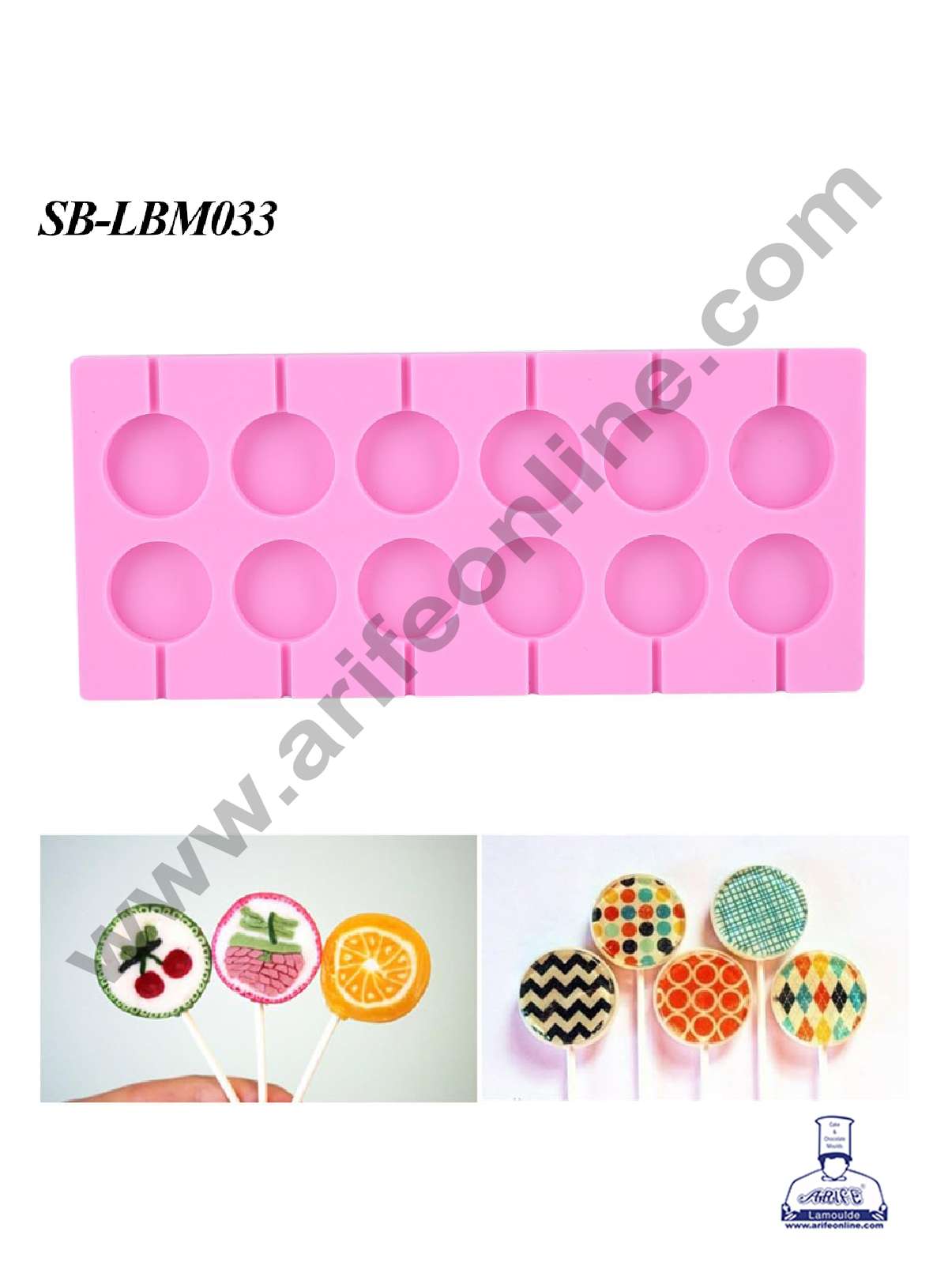 CAKE DECOR™ 12 cavity Lollipop Silicone Mould | Jelly Mould | Candy Mould