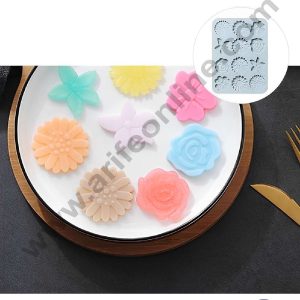 CAKE DECOR™ 12 Cavity Assorted Flower Theme Silicone Mould Silicon Muffin Mold SB-LBM241