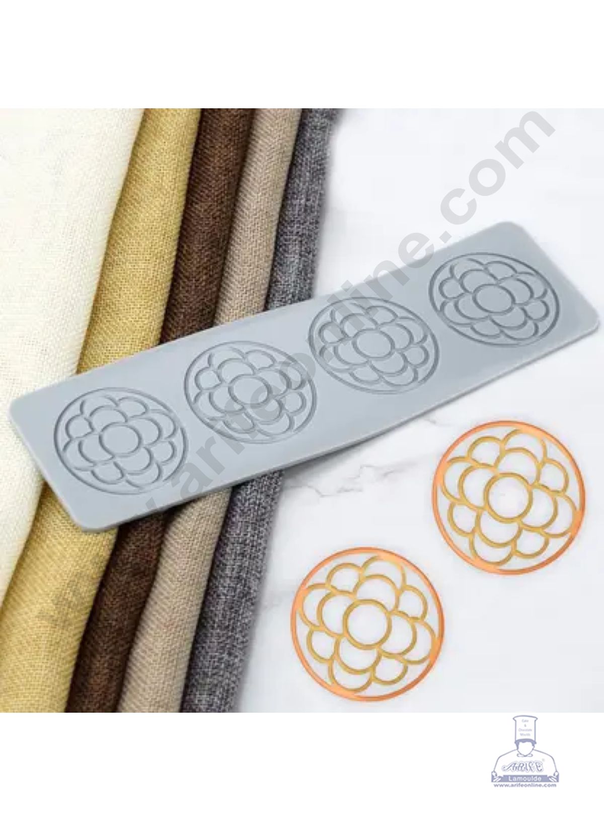 4 Cavity Silicon Round Net Shape Chocolate Garnishing Mould | Cake Insert Decoration Mould - CAKE DECORβ’