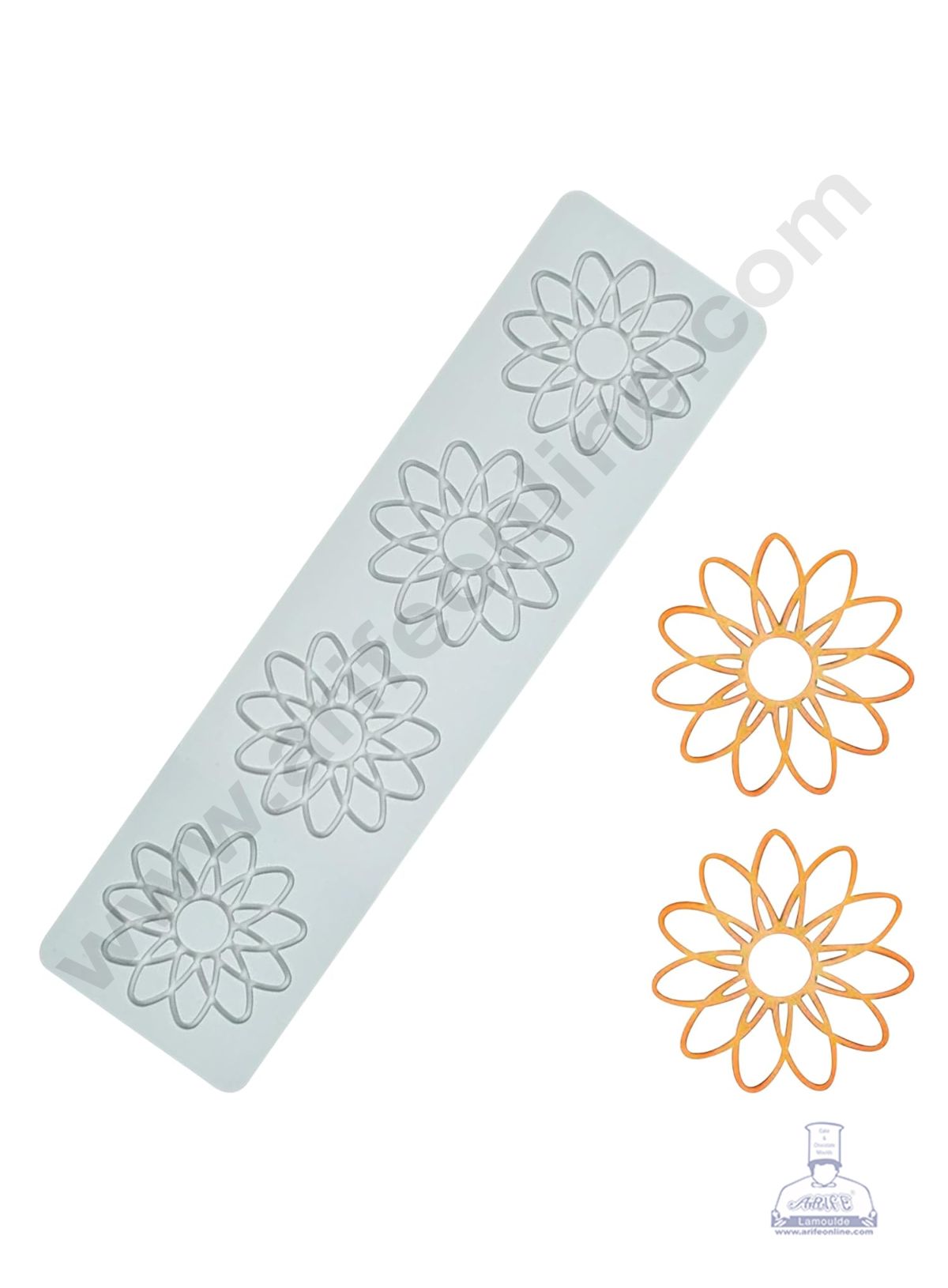 4 Cavity Silicon Sunflower Shape Chocolate Garnishing Mould | Cake Insert Decoration Mould - CAKE DECORβ’