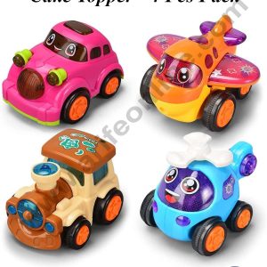 CAKE DECOR™ 4 Pcs Set Mini Cartoon Transport Cake Toy Topper | Decorations Figurines - (SB-T-16813A)