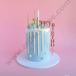 CAKE DECOR™ 1pcs Transparent Gold Happy Birthday Double Layered Side Topper For Cake Decoration( SB-TOPPER-303-Gold )