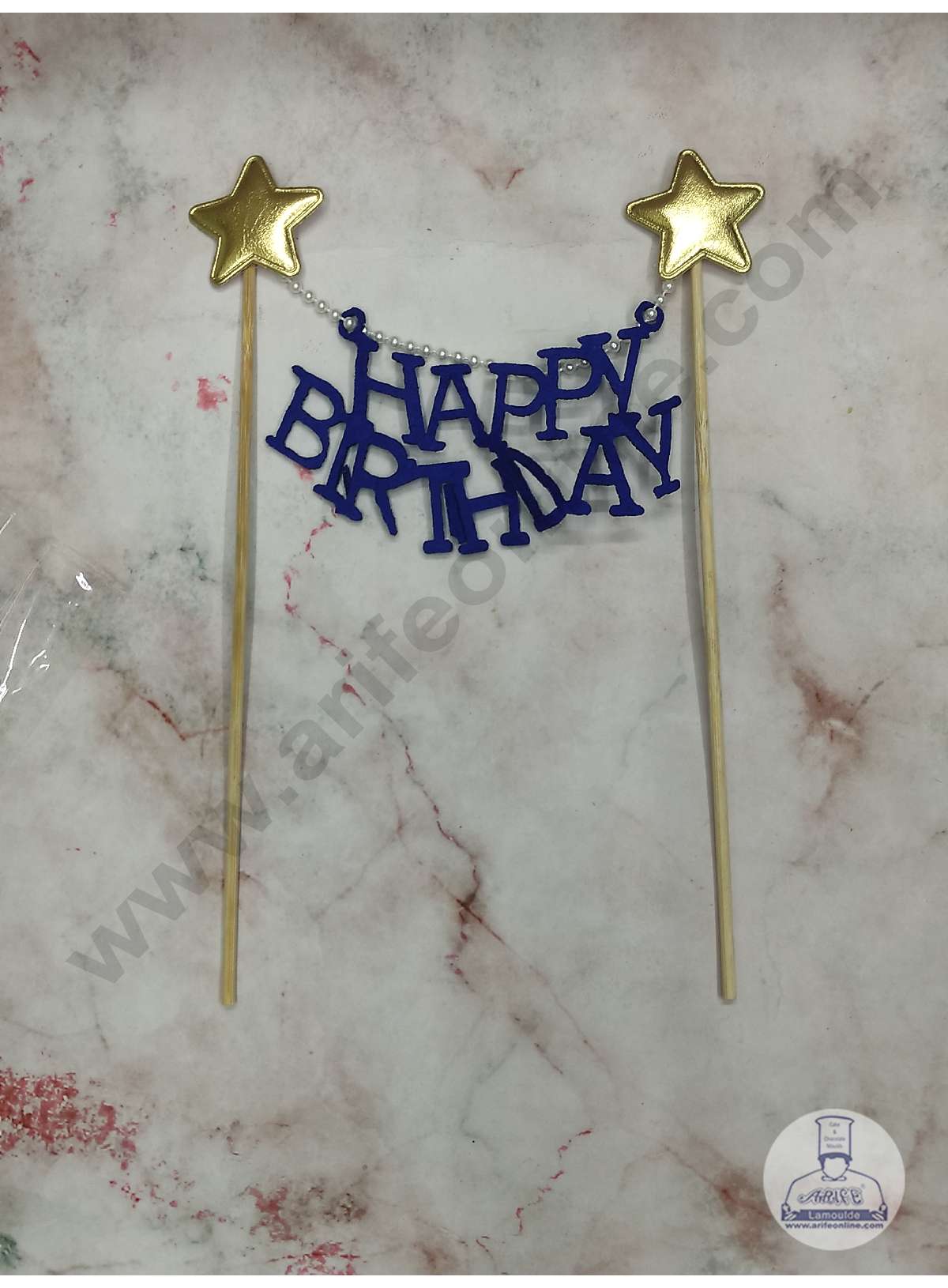 CAKE DECOR™ 1pcs Blue Happy Birthday Hanging Topper For Cake Decoration( SB-TOPPER-312-Blue)