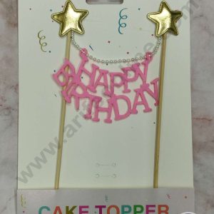 CAKE DECORβ’ 1pcs Pink Happy Birthday Hanging Topper For Cake Decoration( SB-TOPPER-312-Pink)