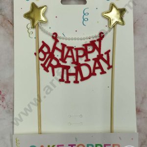CAKE DECORβ’ 1pcs Red Happy Birthday Hanging Topper For Cake Decoration( SB-TOPPER-312-Red)