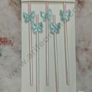 CAKE DECOR™ 5pcs Blue Butterfly Straw Topper For Cake Decoration( SB-STRAW-339-Blue )