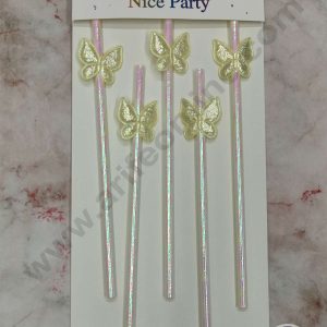 CAKE DECORβ’ 5pcs Yellow Butterfly Straw Topper For Cake Decoration( SB-STRAW-339-Yellow )