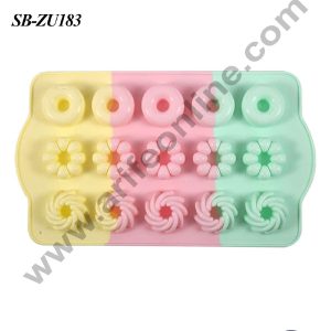CAKE DECORβ’ 15 cavity Mini Mix Donut Shape Rainbow Silicone Mould SB-ZU183