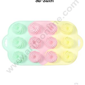 CAKE DECOR™ 12 cavity Spiral Donut Shape Rainbow Silicone Mould SB-ZU191