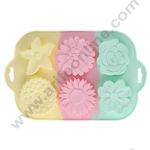 CAKE DECORβ’6 Cavity Mix Flower Shape Rainbow Silicone Mould Silicon Muffin Mold SB-ZU216