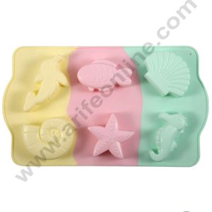 CAKE DECOR™ 6 Cavity Mix Sea Animals Rainbow Silicone Mould Silicon Muffin Mold SB-ZU221