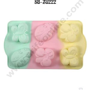 CAKE DECOR™ 6 cavity Mix Insects, Bugs, Butterfly Shape Rainbow Silicone Mould SB-ZU222