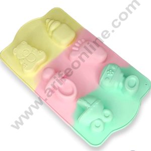 CAKE DECOR™ 6 Cavity Baby Shower Rainbow Silicone Mould Silicon Muffin Mold SB-ZU230