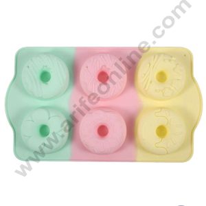 CAKE DECOR™ 6 cavity Donut Rainbow Silicone Mould Silicon Muffin Mold SB-ZU231