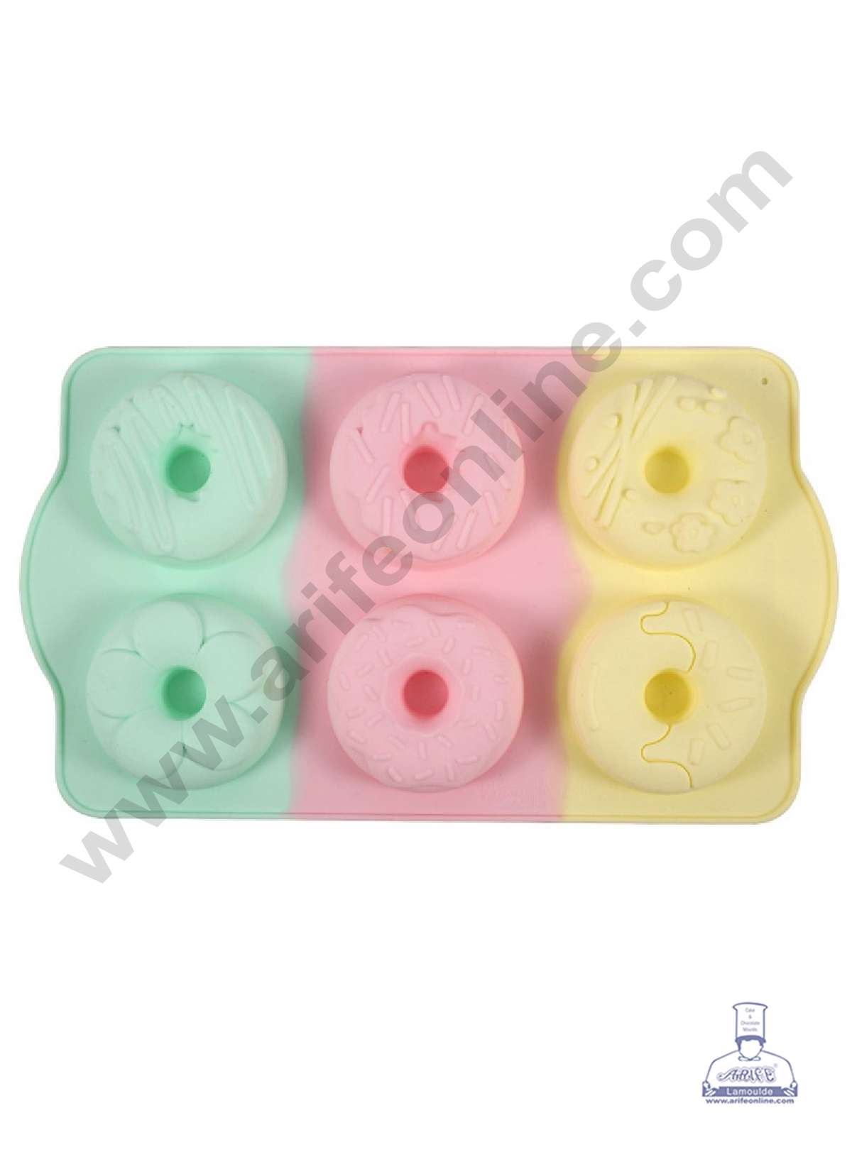 CAKE DECOR™ 6 cavity Donut Rainbow Silicone Mould Silicon Muffin Mold SB-ZU231