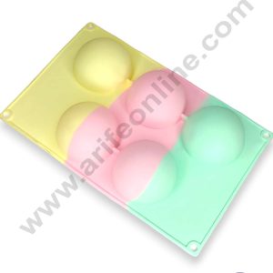 CAKE DECOR™ 5 Cavity Plain Round Shape Rainbow Silicone Mould Silicon Muffin Mold SB-ZU389