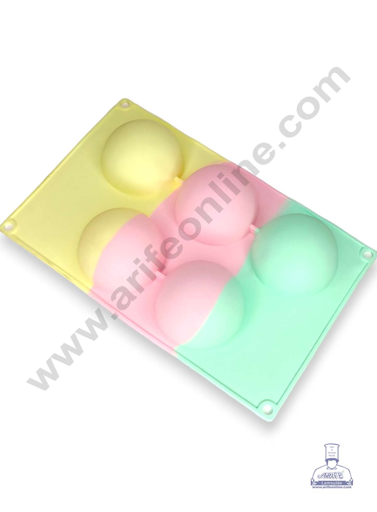 CAKE DECOR™ 5 Cavity Plain Round Shape Rainbow Silicone Mould Silicon Muffin Mold SB-ZU389
