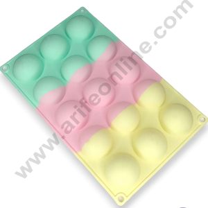 CAKE DECOR™ 15 Cavity Plain Round Shape Rainbow Silicone Mould Silicon Muffin Mold SB-ZU395