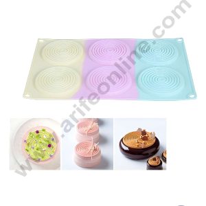 CAKE DECOR™ 6 Cavity Sprial Round Shape Rainbow Silicone Mould Silicon Muffin Mold SB-ZU399