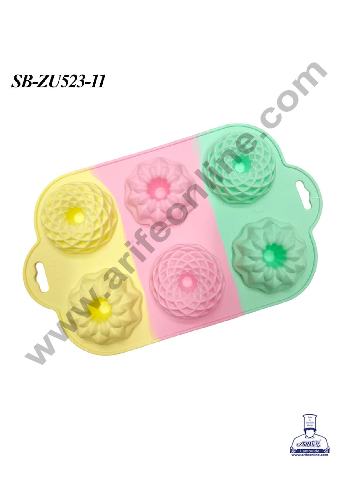 CAKE DECOR™ 6 cavity Mini Bundt Cake Rainbow Silicone Mould SB-ZU523-11
