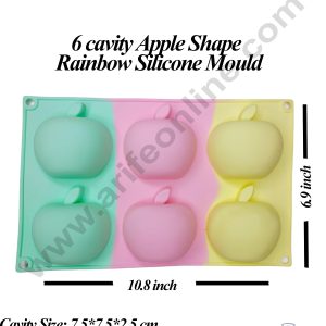 CAKE DECORβ’ 6 cavity Apple Shape Dessert Cake Rainbow Silicone Mould (SB-ZU523-5)