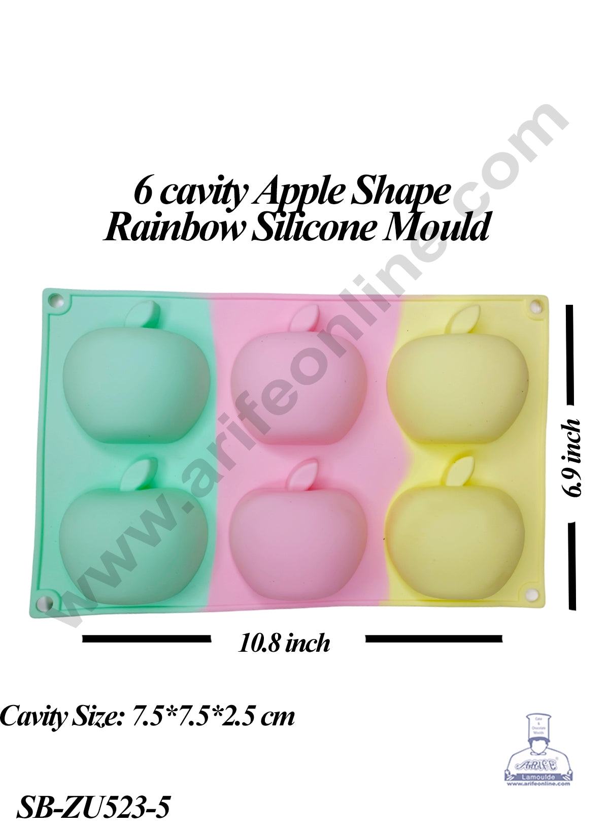 CAKE DECORβ’ 6 cavity Apple Shape Dessert Cake Rainbow Silicone Mould (SB-ZU523-5)