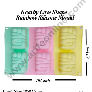 CAKE DECORβ’ 6 cavity Love Shape Dessert Cake Rainbow Silicone Mould (SBZU523-6)