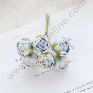 CAKE DECORβ’ Small Rose Artificial Flower Bunch For Cake Decoration β Blue ( 1 Bunch )