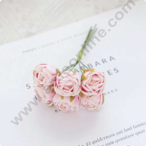 CAKE DECORβ’ Small Rose Artificial Flower Bunch For Cake Decoration β Pink ( 1 Bunch )