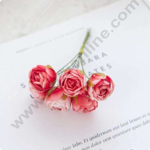 CAKE DECORβ’ Small Rose Artificial Flower Bunch For Cake Decoration β Red ( 1 Bunch )