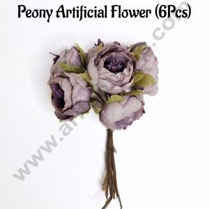 Artificial Shaded Peony Flowers Bouquet for Decoration – Dark Purple (1 Bunch) - CAKE DECOR™