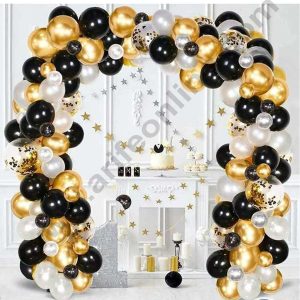 CAKE DECOR™ Black Gold Theme Balloons Package Set For Party Balloon Decoration (Pack of 100 pc )