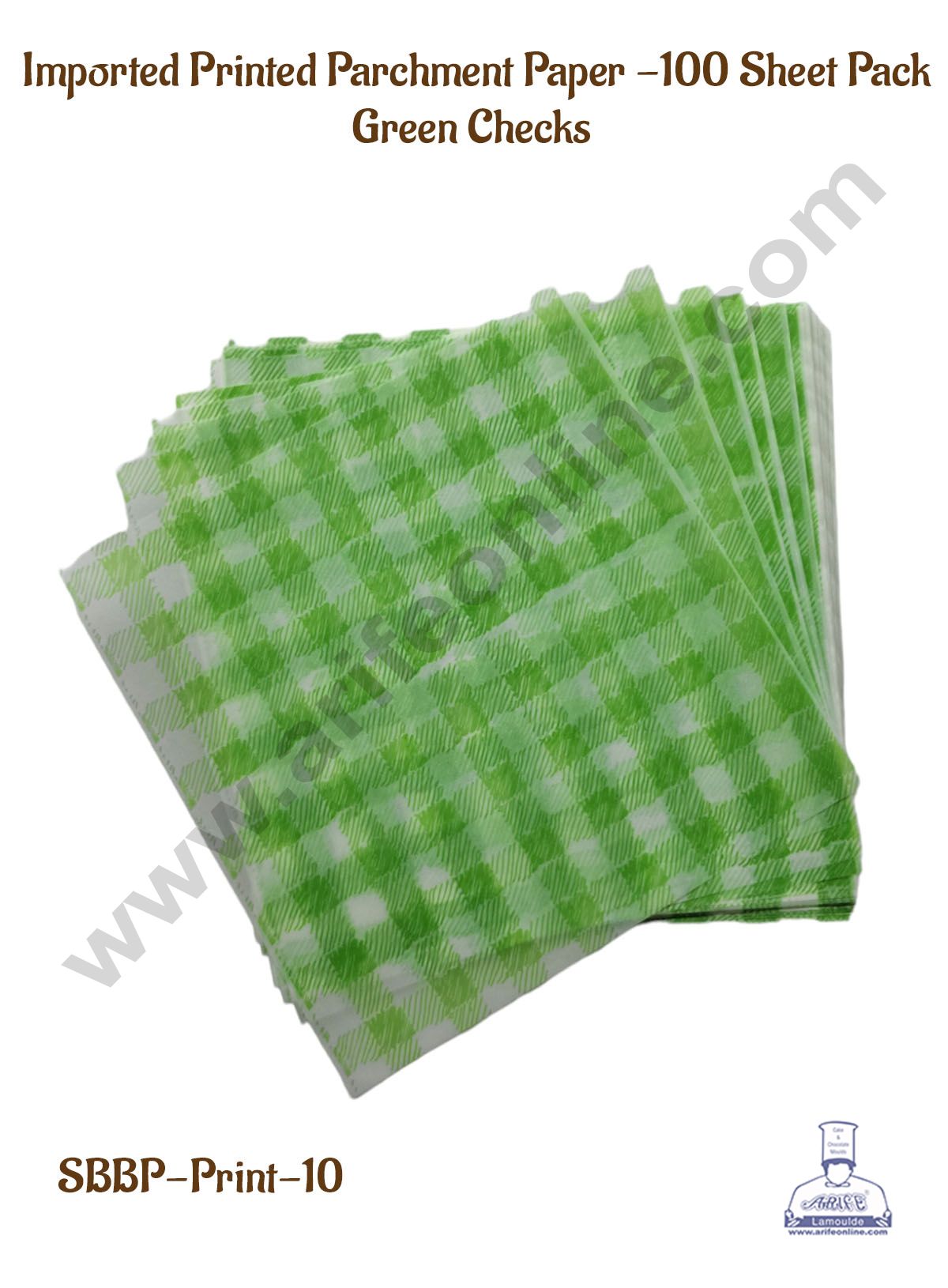 CAKE DECORβ’ Imported Printed Parchment Paper | Bento Box Liner | Grease Proof Paper | Wrap Paper - Big Green Checks/Plaid Print (100 Sheets)