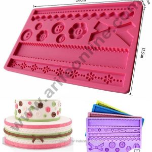 Cake Decor Button and Bow Desing Button And Rope Silicon Fondant And Gumpaste Mould Marzipan Mould
