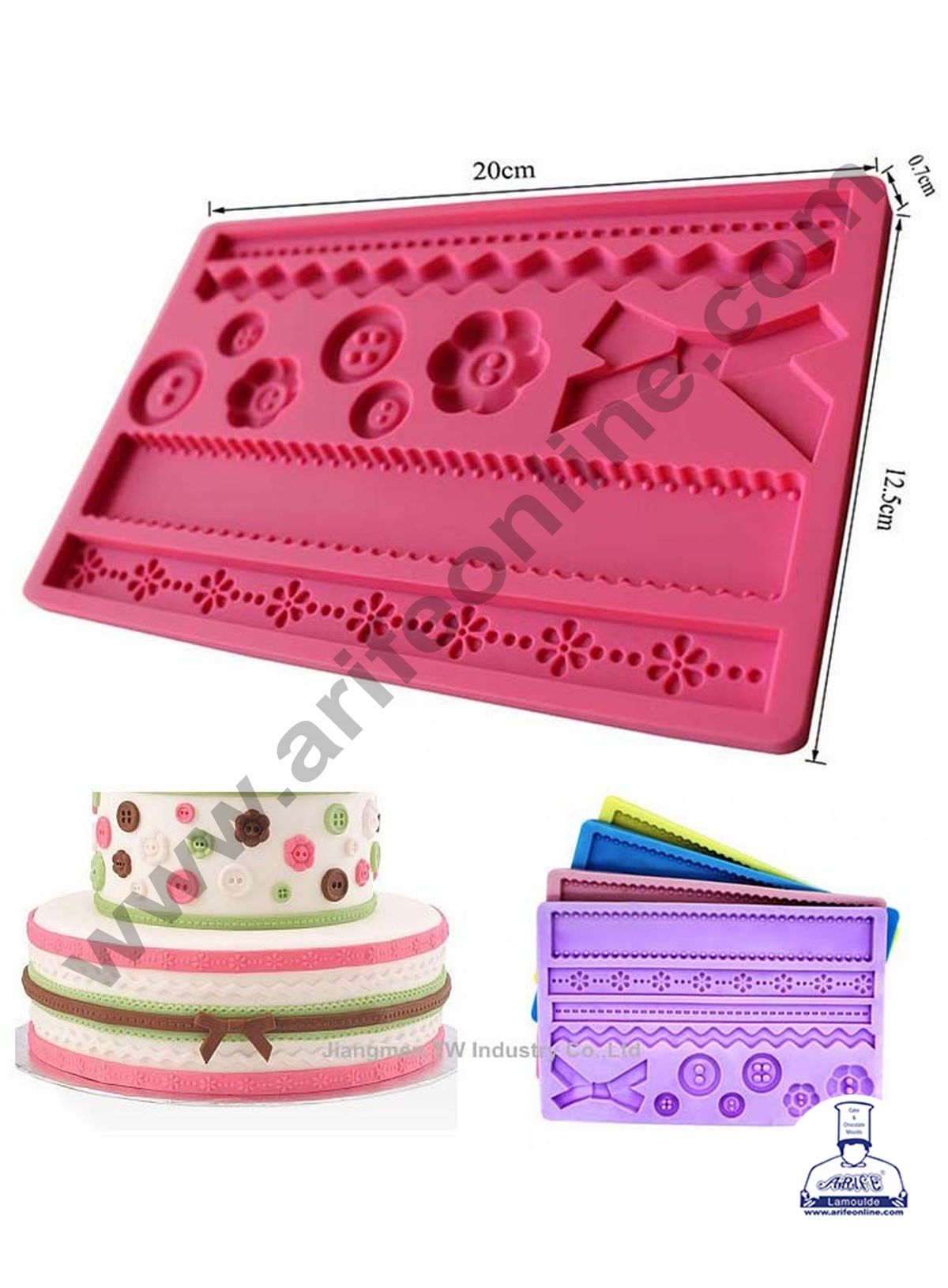 Cake Decor Button and Bow Desing Button And Rope Silicon Fondant And Gumpaste Mould Marzipan Mould