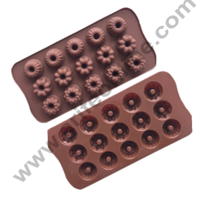 Cake Decor 15-Cavity Donut Shape Silicone Brown chocolate Moulds