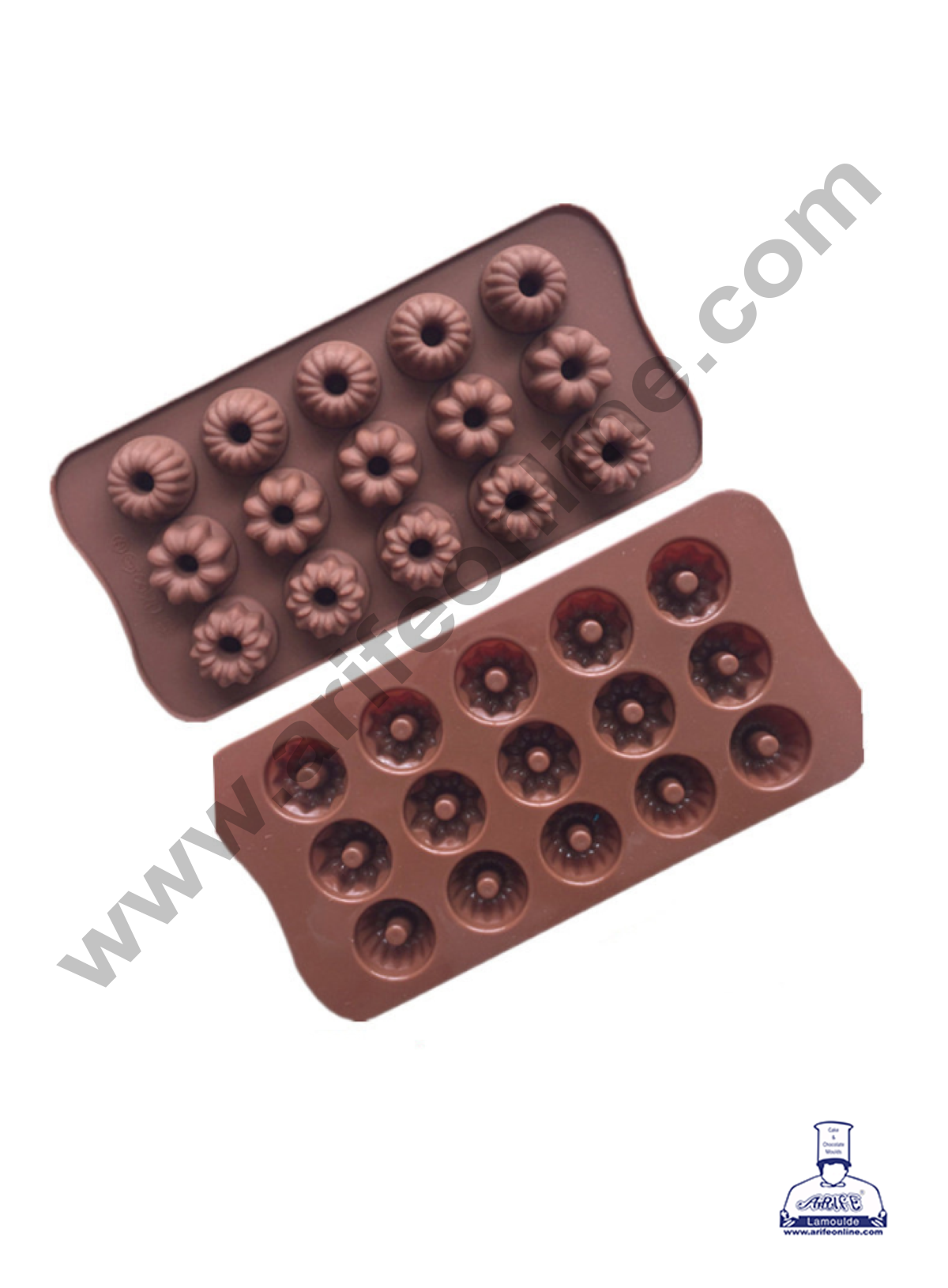 Cake Decor 15-Cavity Donut Shape Silicone Brown chocolate Moulds