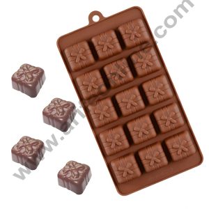 Cake Decor 15 Cavity Square Gift With Cross Shape Silicone Chocolate Mould