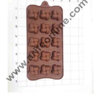 Cake Decor Silicon 15 Cavity Ribbon GiftBox Shape Brown Chocolate Mould, Ice Mould, Chocolate Decorating Mould