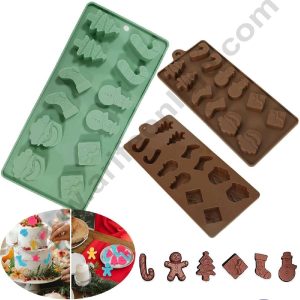 Cake Decor Silicon 12 Cavity New Christmas Design Brown Chocolate Mould, Ice Mould, Chocolate Decorating Mould